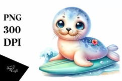 Colorful Baby Ringed Seal | Sublimation | Clipart Product Image 1