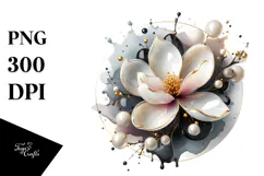 Abstract Magnolia with Golden Insertions PNG Product Image 1