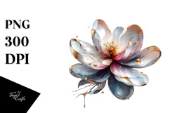 Abstract Magnolia with Golden Insertions PNG Product Image 1