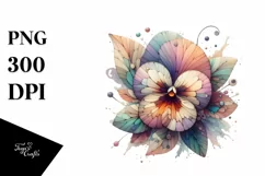 3D Wooden Stained Pansy PNG Product Image 1