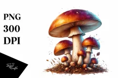 Shiny Mushroom Watercolor Splash PNG Product Image 3