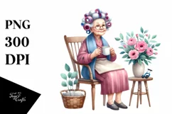 Old Lady Watercolor Character Chair Mug | Sublimation | Product Image 1