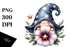Cute GNOME with Big HAT and Large Morning Glory PNG Product Image 1