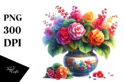 Colorful Vibrant Vase with Begonia | Clipart Product Image 1