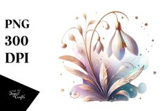 Abstract Watercolor Snowdrop Wooden Clipart Product Image 3