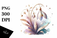 Abstract Watercolor Snowdrop Wooden Clipart Product Image 3