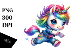 Watercolor Running Unicorn, Transparent PNG Product Image 1