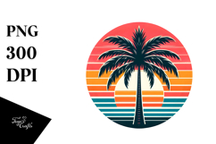 Retro Tropical Tree Sunset PNG Product Image 1