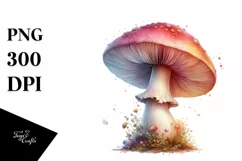 Pastel Glossy Mushroom Watercolor Splash PNG Product Image 3