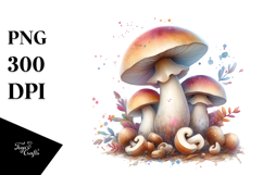 Pastel Glossy Mushroom Watercolor Splash PNG Product Image 1