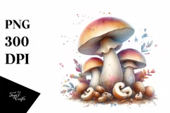 Pastel Glossy Mushroom Watercolor Splash PNG Product Image 1