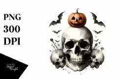 Vintage Simple Skull Halloween PNG Product Image 1