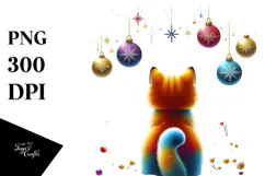 Vibrant Cat Christmas PNG Product Image 1