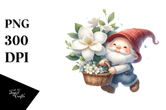 Floating Gnome with Gardenia, Lovely PNG Product Image 1