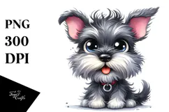 Cute Cartoon Schnauzer with Crazy Fur PNG Product Image 1