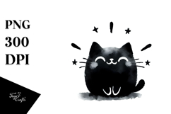 Funny Simple Black Cat Watercolor Product Image 1