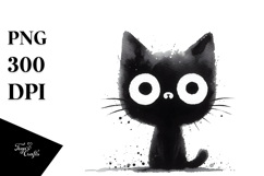 Funny Simple Black Cat Watercolor Product Image 1