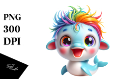 Crazy Cute Baby Dolphin with Big Eyes | Clipart Product Image 1