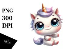 Funny Baby Face Unicorn PNG Product Image 1