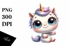 Funny Baby Face Unicorn PNG Product Image 1