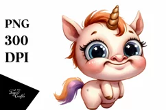 Funny Baby Face Unicorn PNG Product Image 1