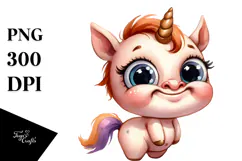 Funny Baby Face Unicorn PNG Product Image 1