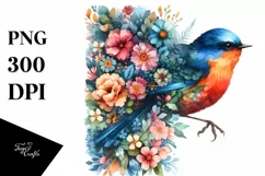 Half Flowers Bird | Vibrant Retro Watercolor Product Image 3