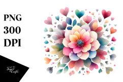 Colorful Simple Boho Flower with Heart Petals PNG Product Image 1