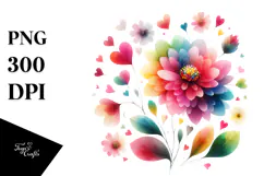 Colorful Simple Boho Flower with Heart Petals PNG Product Image 1