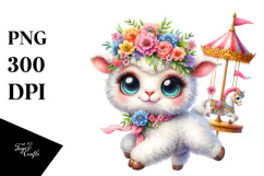 Vibrant Goofy Cute Baby Lamb PNG Product Image 1