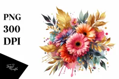 Colorful Gerbera Bouquet | Sublimation | Clipart Product Image 3