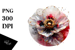 Abstract Poppy with Golden Insertions PNG Product Image 1