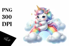Cute Baby Unicorn Swinging from a Rainbow Product Image 3