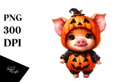 Vibrant Pumpkin Cute Baby Pig Halloween | Sublimation | Product Image 3