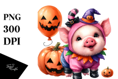 Vibrant Pumpkin Cute Baby Pig Halloween | Sublimation | Product Image 1