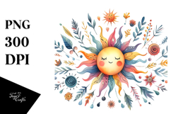 Simple Colorful Smiling Sun PNG Product Image 1