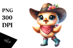 Expressive Chicken with Bandana and Rain Boots | Clipart Product Image 1