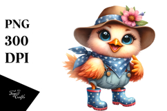 Expressive Chicken with Bandana and Rain Boots | Clipart Product Image 1