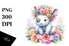 Pastel Rhino Flower | Sublimation | Clipart. Product Image 1