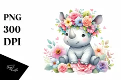 Pastel Rhino Flower | Sublimation | Clipart. Product Image 1