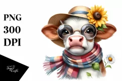 Cow Watercolor Cow Portrait with Enthusiastic Smile Product Image 1