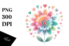 Colorful Simple Boho Flower with Heart Petals PNG Product Image 1