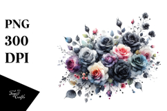 Colorful Black Roses PNG Product Image 1