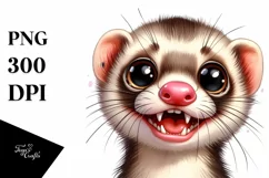 Confused Funny Ferret Watercolor Clipart Product Image 1