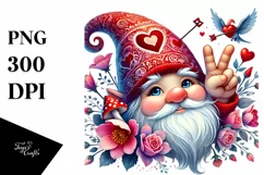 Valentines Gnome with Victory Sign PNG Product Image 1