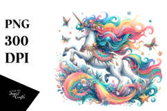 Colorful Whimsical Unicorn Dance | Sublimation | Clipart Product Image 1