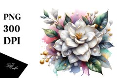 Shiny Gardenia Watercolor Clipart Product Image 3
