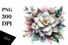 Shiny Gardenia Watercolor Clipart Product Image 3