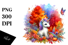 Autumn Unicorn Scene, PNG Product Image 1