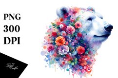 Artistic Vibrant Polar Bear Watercolor Clipart Product Image 1